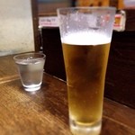 Toukyousutairu Misoramen Do Miso - 生ビール（350円） 飲みかけです…