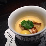 炭火鉄板焼　杜季 - 茶碗蒸し　名残の松茸とアワビ