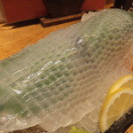 笠やま - いかのお造り（2人前1500円）　この透明度すごいでしょ！？