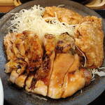 Kara yama - ...「二種盛り定食（913円）」、やはりココは唐揚げが美味い店。。
