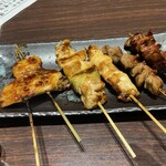 Rakuichi - 大山鶏の串焼き5点盛り