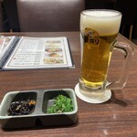 Rakuichi - キリン生ビール、お通し