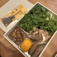 比良山荘 - クレソン、三つ葉、ネギ、きのこ、ゆず