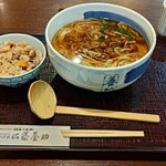 佐藤養助 秋田店 - 温麺（なめこ）と比内地鶏ご飯