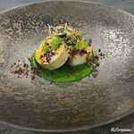 カーサ・デル・チーボ - 鮟鱇とアンコウの肝のテリーナ 菊菜のソース