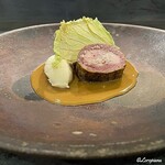 カーサ・デル・チーボ - 雉のバロティーヌ仕立てアピオスのピュレとキジのクリームソース