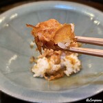 らん亭～ 美日庵 - 口子と二年物の唐墨の飯蒸し