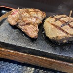 感動の肉と米 - おにくのどアップ   ロースステーキとハンバーグ