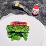 Florilege - 添えられた自家製ハリッサソースをつけてみるとまた少し違った味わいを楽しめたり。いく色もの味わいが美味しく楽しめました(^^)