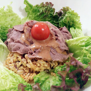 We offer handmade "Beef Fried Rice" and salads made with a variety of ingredients!