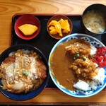 宿場そば 東 - ミニかつ丼＋ミニカレーライス