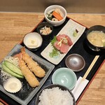 Tsukiji Fujimura - 裏メニューハーフ&ハーフ1300円ご飯大盛サービス