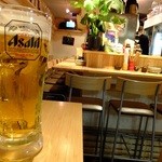 いしもん - 一番乗りの店内にて：スーパードライ：350円(’13.12月にて)