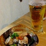 いしもん - カキ　ポンズ：700円+スーパードライ：350円(’13.12月にて)