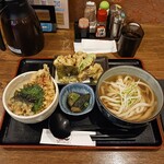 うどん居酒屋 麦笑 - 日替り(穴子天丼定食)+舞茸天