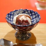 にくの匠 三芳 - ・「デザート」 アイスクリーム、珈琲、大納言小豆掛け 2017年12月