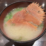 亜紗 - うちわ海老の味噌汁。