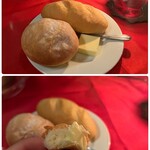 Le Lapin gourmana - ◇自家製パン／フランスパンとフォカッチャかな？バターが添えられていたのでつけていただきましたが、
                      ふんわりふっくら‥バターなしで十分美味しい♪