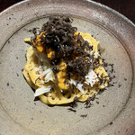 割烹 隆 - 隆おまかせコース２４２００円。釜玉うどん 松葉蟹 ウニ キャビア 国産トリュフ。味わいはパスタですね。不思議と高級食材は喧嘩せず、とーっても美味しかったです