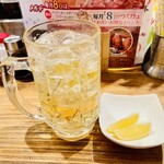 よかたい - メガ角ハイボール880円×3杯+カットレモン22円、適度な濃さで昨日の店は薄かったと確定。昨晩のリベンジが出来たわ。