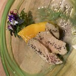 トラットリア フラテッリ ガッルーラ 大名古屋ビルヂング店 - 「フォアグラのスモーク」とマンゴー　栃蜜ソース