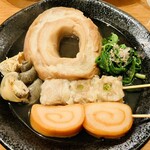 おでん居酒屋 三幸 - 初めての金沢おでん。大阪ではお目にかかれない具材が多い。春菊好きやなぁ、シューマイは家でも試してみよう。