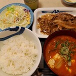 松屋 - 牛生姜焼き定食ミニチゲセット