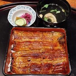 Tsukiji Miyagawa Honten - 当店イチ推し御膳3600円+鰻を鶴にサイズアップ2700円、お吸い物も肝吸いになる。