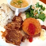小川珈琲 - 豚の照り焼きとカボチャコロッケのプレートランチ