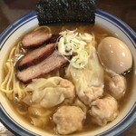 麺屋 はやしまる - ワンタン麺大盛＋煮玉子