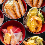 カラオケ&バイキング うえあはうす - 料理写真:天丼、海鮮丼、ロースカツ丼
