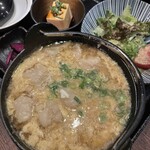 博多もつ鍋 いっぱち  - 雑炊ランチ。柚子醤油。具材はもつをチョイス