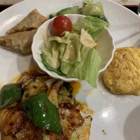 中華菜館 會賓楼 - 回鍋肉、蟹玉、揚げ春巻き、青梗菜炒め、サラダがワンプレート♪