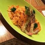 ブーケ - 手長海老とナスのパスタ