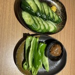 Sandaime Torimero - きゅうりの浅漬け　ピーマンと味噌