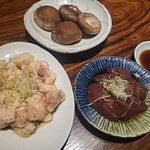 松庵 韓菜房 - 肉厚椎茸、脂つきホルモン、レバー