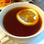 カフェ＆ビア　あるかアるか - 一周年特別メニューより、ホットジンジャーエビス。ホットなビール初めて！