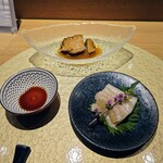 寿司 蒼 - アワビと、ヒラメのエンガワ