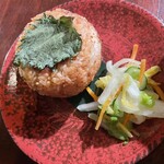 蔵の庄 - 白菜漬け付き。半分こして〆です。