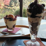 和蔵 - モカパフェ！？と友達がオーダーしたブルーベリーヨーグルト（正式名は違うかもしれません。）