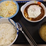 Matsuya - ブラウンソースエッグハンバーグ定食 810円