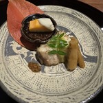 徳うち山 - 焼物　サワラと柿の白和え