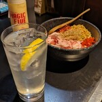 こいこい家 - 料理写真:お好み　豚天＆レモンサワー