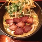 カレーうどん 富貴堂 - 豚バラあぶり焼カレーうどん＋野菜かき揚げ