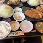 Marukatsu - えびクリームコロッケミックス定食、豚汁小に変更
