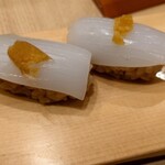 Taishuu Sushi Sakaba Sushimadume - 甲イカにはカラスミをそえて