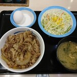 松屋 - 料理写真:牛めし 並・生野菜生玉子セット