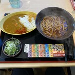 Yude Tarou Motsu Jirou - 朝食セットカレー480円　かけそば＋半カレーライス