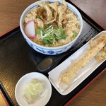 Sobadokoro Nishimura - たぬきとじそば780円、エビ天一本300円