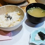 なかお - ランチ1,575円土鍋御飯・汁物・香物